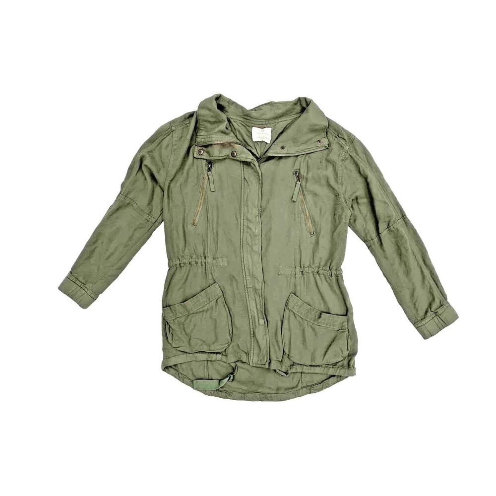 Unstructured Utility Jacket Small Olive Green Drawstring Safari Minimalist Gorp